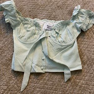 Green off the shoulder princess polly top